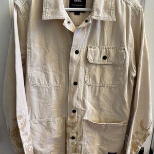 Vans 4 Pocket Drill Chore Jacket Tan Floral Women's Medium Shacket Jacket